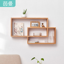 Yinman solid wood wall shelf wall hanging living room creative storage rack multifunctional hanger