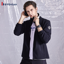 Bofansen outdoor fleece jacket mens stand collar thin sports jacket thickened warm breathable fleece top