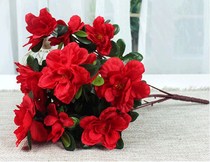 Azalea red flower props simulation rhododendron flower mall decoration fake flower dance performance plastic bouquet room living room living room