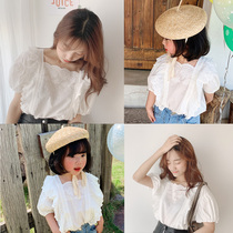 2020 summer new foreign style girls shirt bubble sleeve lace childrens shirt fashion female baby top A191