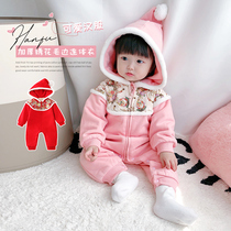 Baby New Years wear winter clothes plus velvet newborns winter clothes New year clothes women baby Chinese style climbing clothes