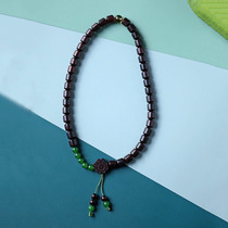 Old stock (vegan) small leaf purple sandalwood sandalwood 8x8mm Buddha Everest Play bucket Pearl bracelet