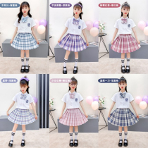 jk uniform skirt Girls summer 10-year-old childrens summer dress suit Primary school genuine college style full set of summer clothes