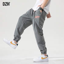 DZH mens casual pants loose version Japanese retro pants mens summer mens pants Korean version of the trend wild ankle-length pants