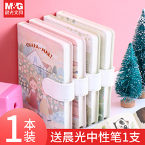 Morning light stationery magnetic buckle leather rubber cover 36k A6 hand account inner page notebook Original hand-drawn illustration Student cartoon note note notebook PU magnetic buckle
