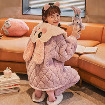 Coral Velvet Pajamas Woman Winter thickening plus cotton net red explosion 2021 is outer wearing a cute home suit