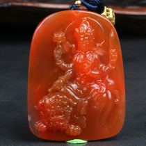 42 83 grams Baoshan material] Jingcarved send son Guanyin persimmon red southern red agate pendant pendant