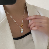 Fury Tweet This TOO GOOD LOOKING THROUGH BODY 925 PURE SILVER BUMP COLOR PERSONALITY NECKLACE INS WIND LOCK BONE CHAIN FEMALE KOREAN VERSION