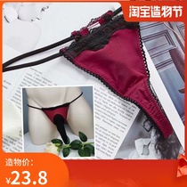 Sexy thong lace Europe and the United States incognito invisible stockings JJ set of sex couples a line seduction silk panties