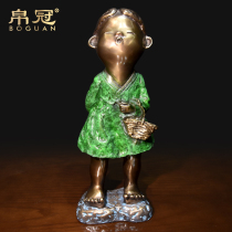 Creative living room Childrens room cartoon girl Pure copper character ornaments Modern Nordic TV cabinet Bedroom soft decorations