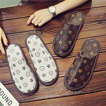 Home leather slippers Baotou women Spring and Autumn summer indoor non-slip slippers men fitting room beauty salon model room household
