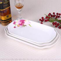 Large fish plate microwave simple 3 ceramic bowl fish bowl tableware household rectangular oval dish meal