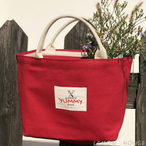 Japanese and Korean style lunch bag lunch bag bag storage bag cute canvas zipper student with rice bag carry