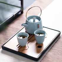 Ruyao open piece ceramic teapot Large cold water pot Girder pot Simple tea set Household tea water separation tea pot