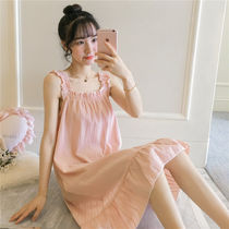 Sling nightdress womens summer thin home cute princess style home clothes summer Korean student pajamas can be worn outside