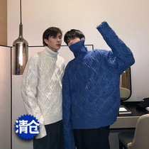 Hualun autumn and winter Korean version of retro thick turtleneck sweater mens and womens winter thick bottoming sweater loose and lazy