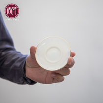 Shangfang white porcelain cup pad gold master tea cup heat insulation pad tea tray ceramic kung fu tea set household tea ceremony accessories