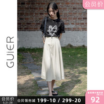 GUIER High waist and half body dress Women Summer thin section Ancient Temperament Loose with large swing umbrella skirt