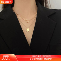 South Korean sweater chain autumn and winter upscale womens length 100 hitch set for 2022 new not-to-drop double-decker necklace light extravaganza