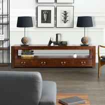 Solid wood TV cabinet Chinese TV cabinet Composition elm wood ground cabinet Film and TV cabinet in brief locker room furniture