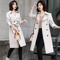 Beige windbreaker women long fashion Korean slim figure thin fashion temperament 2021 Spring New hanging coat