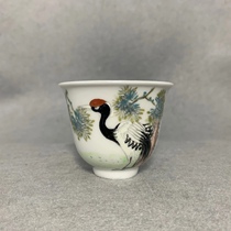Jingdezhen inventory ceramics hand-painted glaze color crane shallow color Kung Fu Tea Cup smell Cup
