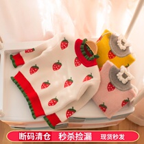 Girls plus velvet thick sweater foreign style baby childrens winter clothing new net red sweet beauty baby knitted sweater sweater