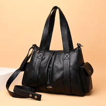 Tide Card Handbag Woman 2022 New Large Capacity Soft Leather Tot Big Bag Fashion 100 Hitch Genuine Leather Single Shoulder Diagonal Satchel