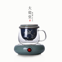 Great porcelain hall heat-resistant glass mug creative hammer eye pattern kung fu tea set water cup tea cup tea cup warm insulation base