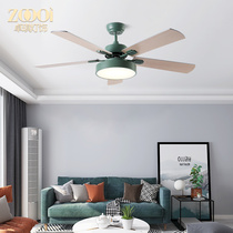 Zhuoqi Nordic style household fan Retro living room dining room Dining room electric lamp Ceiling fan with fan integrated chandelier