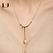 little joys925 silver gold-plated y Baroque fresh water pearl choker necklace light luxury gift niche