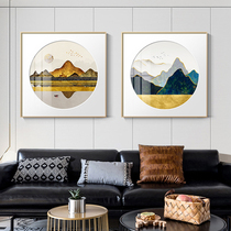 The poster wall of the mountain living room is decorated with a square Chinese abstract light extravagant card paper glass entrance