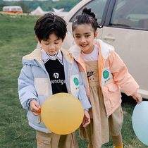 Next win childrens down jacket slim hooded print thick no-wash warm Korean version of mens and womens coat