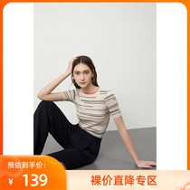LILY summer new bump-color trim irregular streaks slim fit slim-knit jersey women 120210B8383