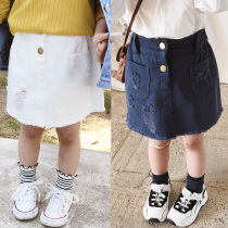 2022 Womens Spring New Joker Korean Childrens Denim Skirt Womens Baby Kids Short Skirt Tide