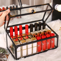 Net red glass lipstick storage box multi-grid dustproof and waterproof cosmetics storage box home large capacity display shelf