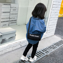 2022 Spring and autumn models Korean version Childrens children long sleeve foreign air lining clothing thin girl denim shirt jacket female treasure