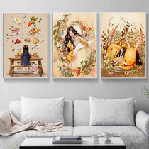 Forest Girl Cross Stitch Embroidered 2021 New Living Room Bedroom Minima Modern Small Simple Cute Cartoon