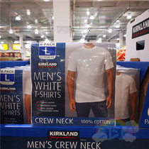 Domestic COSTCOKirkland Cochran mens round neck T-shirt cotton short sleeve white base shirt 6 PCs