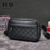 Oblique Satchel male personality Fashion small square bag Europe and America Tide Card Casual Plaid Single Shoulder Backpack Men 100 lapped small satchel bag
