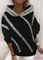 Autumn winter sequins loose hooded sweater women hoodies 3XL