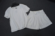 Summer white suit womens style T-shirt elastic waist shorts