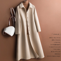 Autumn and winter new double-sided cashmere coat female small man long 100% pure wool woolen coat temperament Leisure