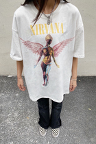 VINTAGE NIRVANA NIRVANA band Angel KANYE KANYE with short sleeve loose FOG High Street T-shirt summer