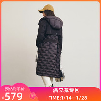 LILY2022 winter new womens fashion commuter style retro double-breasted loose long down jacket coat coat