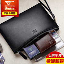 Seven Wolves Wallet Mens Genuine Leather Long zipper Money clip Business leather Wallet Hand Bag for mens handbag Handbag Hand Grip Boomer