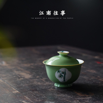 Cover Bowl Tea Cup single Jingdezhen Windows Hand-painted ceramic Gongfu Tea Tea With Tea Bowl Home Kongfu Tea White Porcelain