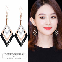 Do not fade titanium steel earrings female European and American popular atmospheric geometric long earrings Korean temperament hypoallergenic ear jewelry