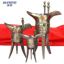 Antique Stainless Jue Cup Father Xin Jue Ancient Wine Cup Wedding Props Artwork Home Decoration Wine Bottle Props Antiques