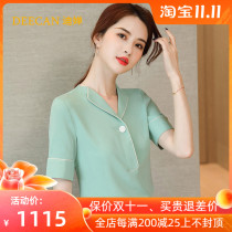 DEECAN high-end big-name professional shirt set female 20 new short sleeve design sense Joker thin two-piece summer